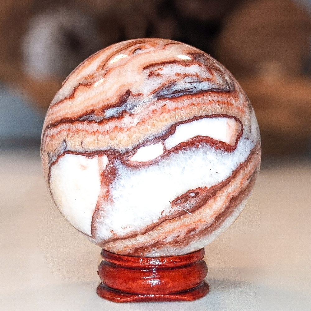 7cm Rhodochrosite Crystal Pork Stone Gemstone Sphere Over 300g! - Picture 5 of 8